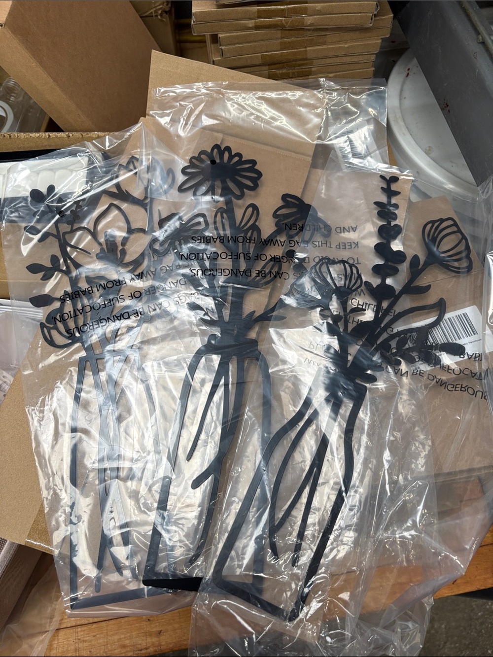 Black Floral Vase Wall Art Decals